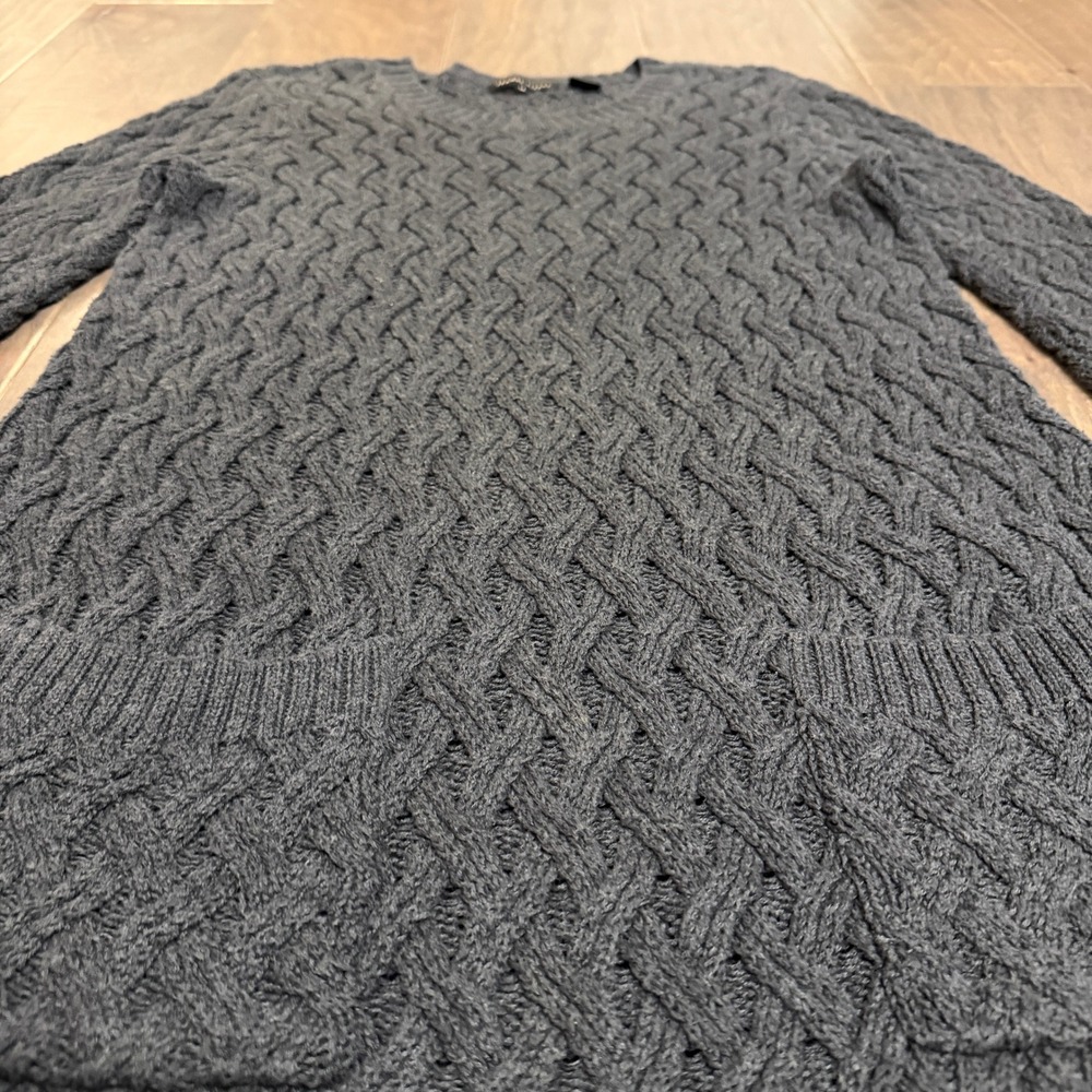 Jeanne Pierre Women's Charcoal‎ Gray Cable Knit Sweater Dress Pockets Size M - Picture 3 of 7